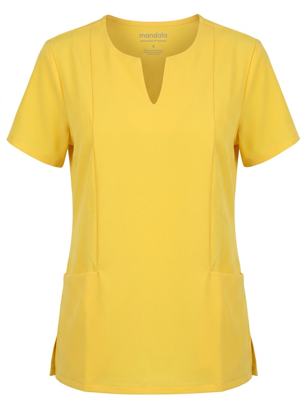 Mandala Women's Yellow Split-Neck Short Sleeve Top NEW NEVER WORN